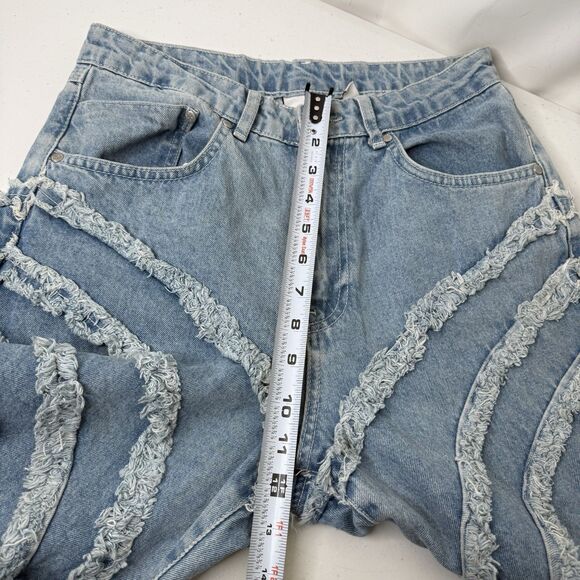 The Ragged Priest Gaze Mom Jeans 30 Circle Panel Frayed Edgy ASO Dixie D’Amelio - Picture 9 of 13